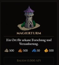 Baumenü, Beispiel Magierturm, https://shardworlds-game.com
